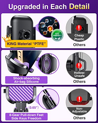VANMASS Phone Holders for Your Car Ultimate Military-Grade Car Phone Holder Mount【Patent & Safety Certs】 Upgraded Shockproof Truck Air Vent Phone Mount for iPhone 17 Pro Max 16 Samsung Android,Purple - color: Purple