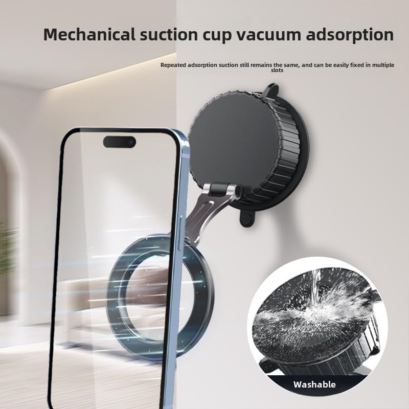 Latest Vacuum Magnetic Phone Holder for Car,Ultra Suction Cup Phone Mount, Foldable & Adjustable & Portable Vacuum Magnetic Phone Stand for All Smartphones & Car Models & Gym/Bathroom Mirror