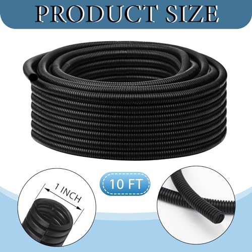 Kanayu 1''-10 Ft Split Wire Loom Tubing, Black Flame Retardant - color: Black, size: 1''-10 Ft