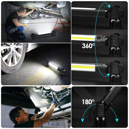 Ropelux Mechanic Work Light Bar with 2500LM 5200mAh Battery, Black 3 Pcs - color: Black