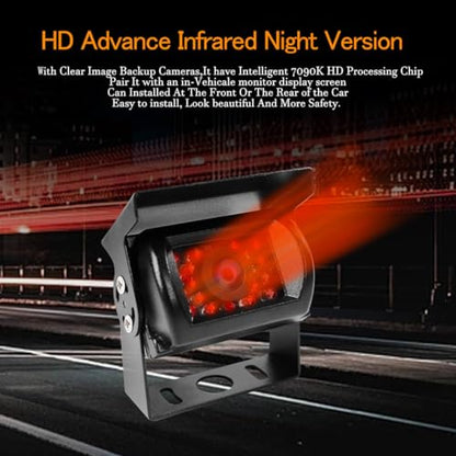 Car Rear View Reverse Backup Camera with 18 IR LED Night Vision, Waterproof IP68 Parking Backup Camera (12-24V) for Bus Truck Trailer RV Pickups Motorhome Vehicle Van +10m RCA Cable, Black