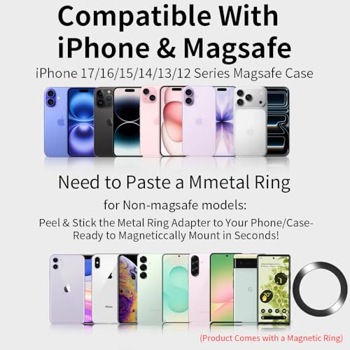 Car Magnetic Phone Holder for Jeep Wrangler 2007-2025 JL JK JKU 4XE ，Gladiator 2020-2025 JT，Compass 2011-2016 Interior Circle Air Vent Accessories Cell Cellphone Mount Magnet Stand Mobile Cradle