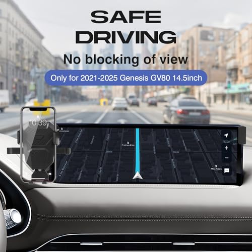 Sunsdrew Car Phone Holder for Genesis GV80 2022-2024 Accessories,Adjustable GPS GV80 Phone Mount ONLY for 14.5-inch Screen,Hands-Free Ultra Stable Phone Stand for All Phones - size: For GV80