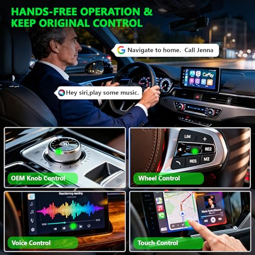 Wireless CarPlay Auto Adapter for Factory Wired Cars (2015-2026), Plug & Play CarPlay Dongle Converts Wired to Wireless, Fast Auto Reconnect, Dual Band 5GHz, USB A & USB C Compatible