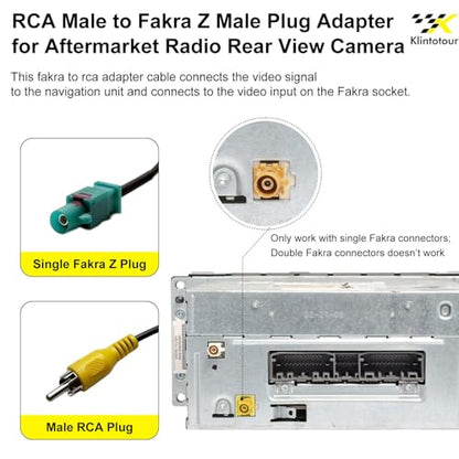 Aftermarket Radio Rear View Camera Adapter Harness, Fakra Z Male to RCA Male Backup Camera Cable, Compatible with Select Vehicle Navigation Radio Stereo Audio Systems with NX Touchscreen - style: Fakra Z Male to RCA Male