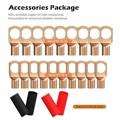 4 Gauge AWG Power/Ground Wire Cable 50 Ft Black+50 Ft Red, High Power Shielded CCA Soft Automotive Welding Battery Wiring Kit,for Car Audio Amp Speaker RV Trailer Marine Solar+ Lugs&Heat Shrink Tubes - size: 50FT