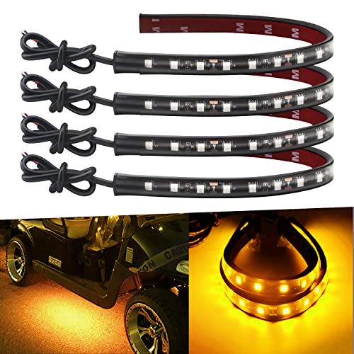 Keiurot 12V Led Light Strip for Car Motorcycle Golf Cart 12.5In Amber 4Pack - color: Amber Led Strip