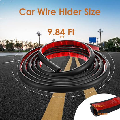 9.84 Ft Windshield Wire Hider for Car - Black PVC Side Opening Cable Cover to Hide Wires on Roof Rack, Light Bar, Dome Light & More - Universal Car Wire Hider - size: 9.84 Ft