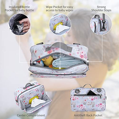 GOGOSO Baby Stroller Organizer Bag with Insulated Pocket, Universal Fit Most Strollers, Space for Diapers, Wipes & Toys, Flowers - color: flower