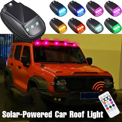 Solar Car Roof Neon RGB Strobe Light, 5Pcs Wireless Cab Signal Marker Lamp