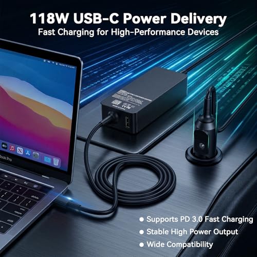 100W Laptop Car Charger USB-C for Dell/Lenovo/LG/HP/Samsung/MacBook Pro/Air
