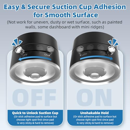 Vacuum Magnetic Phone Holder with Metal Ring Compatible with iPhone 17 All Phone, Portable Universal Collapsible Magnetic Phone Stand for Gym, Car Mount with Windshield Suction Cup - color: Black