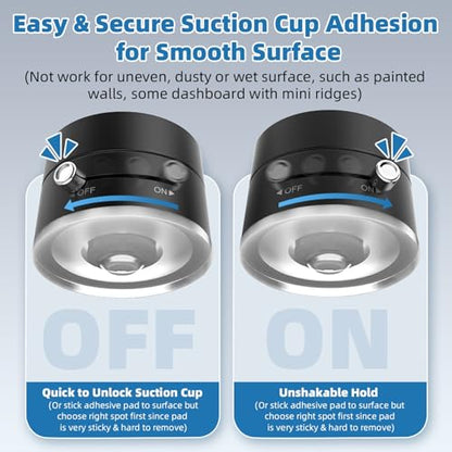 Vacuum Magnetic Phone Holder with Metal Ring Compatible with iPhone 17 All Phone, Portable Universal Collapsible Magnetic Phone Stand for Gym, Car Mount with Windshield Suction Cup - color: Black