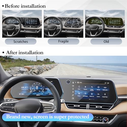SKTU 2PCS for 2025 2026 2027 Chevy Equinox Accessories Screen Protector for 2025-2027 Chevrolet Equinox (LT/ACTIV/RS) 11.3-Inch Navigation+11-Inch Instrument Screen Chevy Equinox 2025 2026 Accessories Tempered Glass [Anti-Scratch&Glare, Ultra Clear, 9H] -