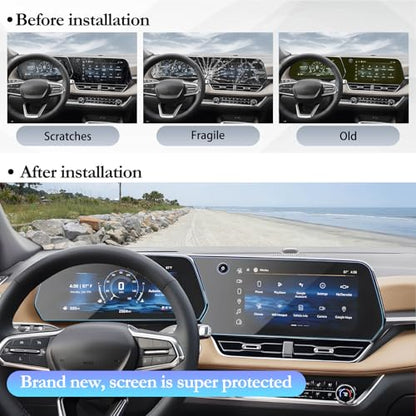 SKTU 2PCS for 2025 2026 2027 Chevy Equinox Accessories Screen Protector for 2025-2027 Chevrolet Equinox (LT/ACTIV/RS) 11.3-Inch Navigation+11-Inch Instrument Screen Chevy Equinox 2025 2026 Accessories Tempered Glass [Anti-Scratch&Glare, Ultra Clear, 9H] -