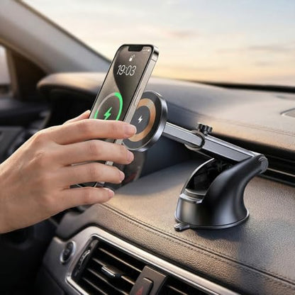 15W Car Mount Charger, Magnetic Wireless Suction Cup Vehicle Dashboard Cell Phone Holder with Air Vent Clip, Automotive Interior Windshield Smartphone Charger Mount, Universal Fit (Style A) - color: Style A
