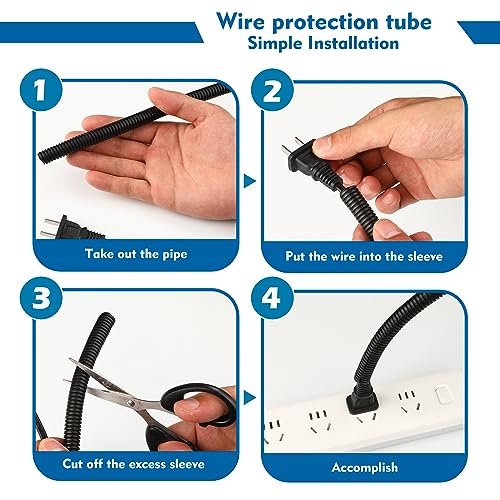 Dog Cat Cord Protector, Chew Proof Cable Protector 30ft-Black