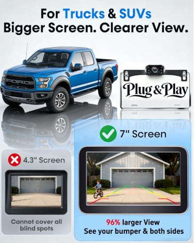 HD 1080P Backup Camera : Night Vision See Clearly at Night Up to 10M - size: 7" Monitor with Camera