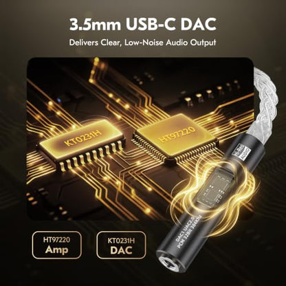 USB C to 3.5mm Audio Adapter with DAC for iPhone, Samsung & iPad - color: Inky
