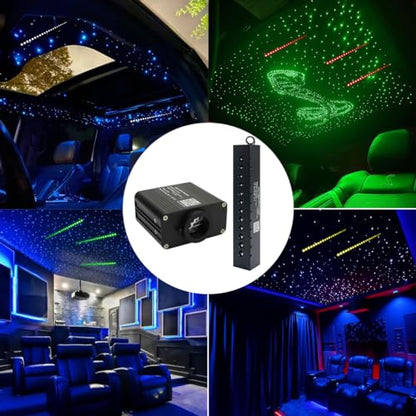 AZIMOM 16W Twinkle & Sound Activate 550pcs*0.03in*9.8ft Fiber Optic Starlight Headliner Kits+RGB Meteor Shooting Star,APP& Remote Control Light Engine End Glow Fiber Strands Home Car Ceiling Décor - size: Meteor+550pcs*0.03in*9.8ft