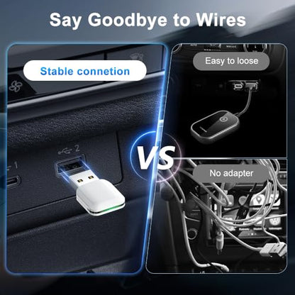 Apple Wireless CarPlay Adapter, MFi Certified CarPlay Dongle with USB/USB-C Port, Compact Design for Cars with Built-in Wired CarPlay, Wired CarPlay to Wireless for iPhone, Plug and Play