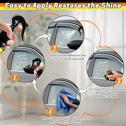 Adhesive Remover Spray with Scraper & Towel - Goo & Glue Gone Remove Stickers, Labels, Tape Residue from Car Paint, Glass, Tile - Safe Multi-Surface Formula - 100ml/3.4oz