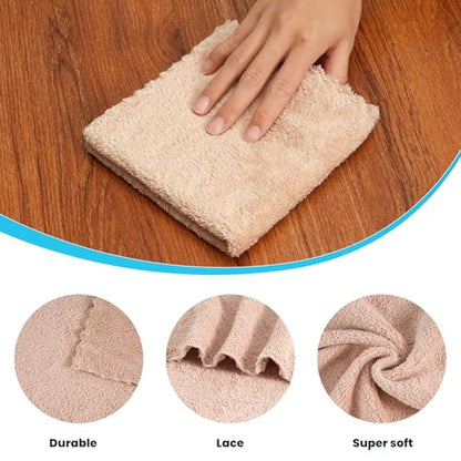 12 Pack Cleaning Cloth,Ultra Soft Absorbent Quick Drying Microfiber Cleaning Rags,No Scratches,Reusable,Washable,Lint Free Cleaning Towels for Kitchen,Window,Glass,car,11.8"×11.8"(Camel) - color: Camel