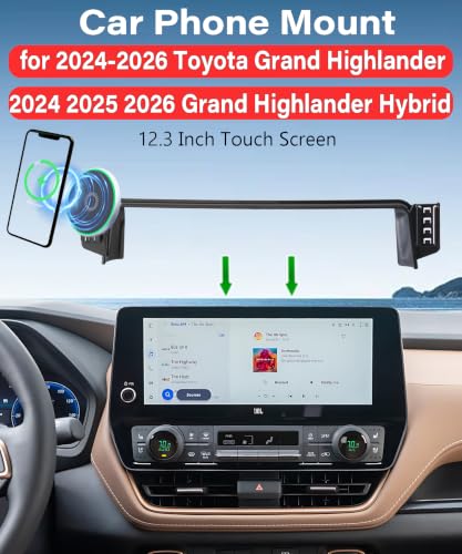 Car Phone Mount for Toyota Grand Highlander/Hybrid 2024-2026 Accessories - size: for 2024-2026 Toyota Grand Highlander(12.3 Inch)