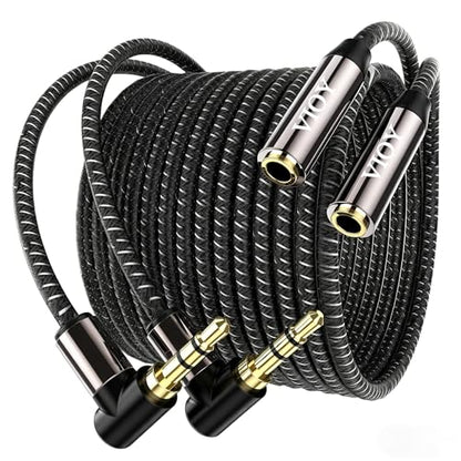 VIOY 3.5mm Male to Female Headphone Extension Cable Right Angle 2 Pack 6FT - size: 6FT+6FT