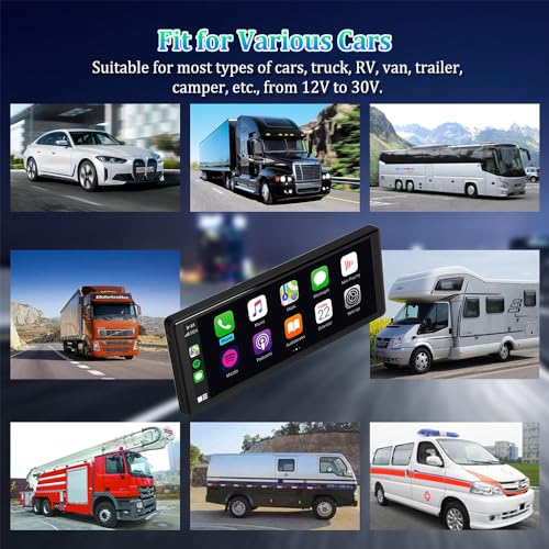 VSYSTO Car Stereo Wireless Carplay and Android Auto, 10.26" Touchscreen WiFi Truck Dash Cam with 2K Infrared Night Vision Lens Backup Camera for Semi Trailer Van Tractor RV, GPS Navigation (Black-B) - color: Black-B