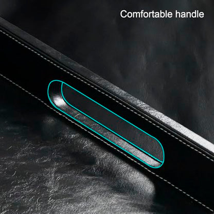 25 x 18 inches Leather Ottoman Serving Tray with Hole Handles, Rectangle Large Modern Service Tray for Living Room, Coffee Table, Bed, Tea, Food, Butler Countertop, Kitchen, Dinner, Picnic (Black) - color: Black, size: 25" x 18" x 2"