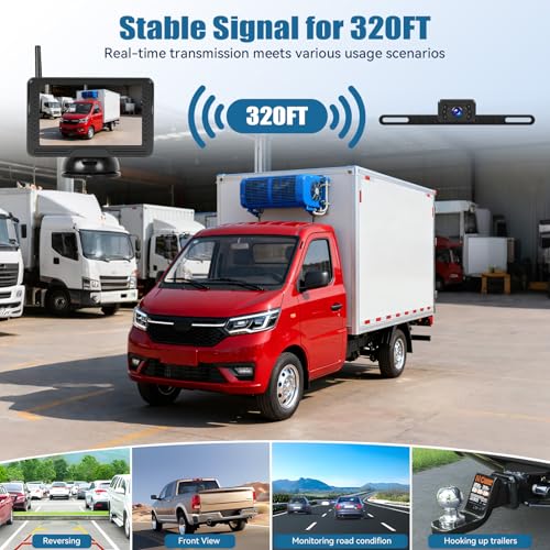 Wireless Backup Camera for Cars with 5 Inch Monitor Digital Signal Stable Reverse Camera Night Vision for Truck/Car/Pickup/SUV/ IP69 Waterproof - color: 5 Inch