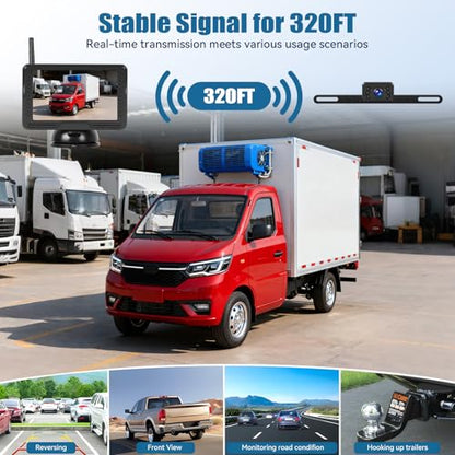 Wireless Backup Camera for Cars with 5 Inch Monitor Digital Signal Stable Reverse Camera Night Vision for Truck/Car/Pickup/SUV/ IP69 Waterproof - color: 5 Inch