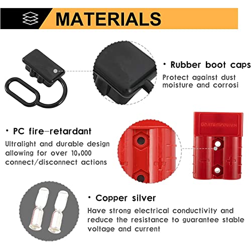 BUNKER INDUST 50A 6-10 Gauge Battery Quick Connect Disconnect Wire Harness Plug Kit 4 Pcs Battery Cable Quick Connect Disconnect Plug for Winch Auto Car Trailer Driver Electrical Devices,Red - color: red, size: 50A (4 Pack)