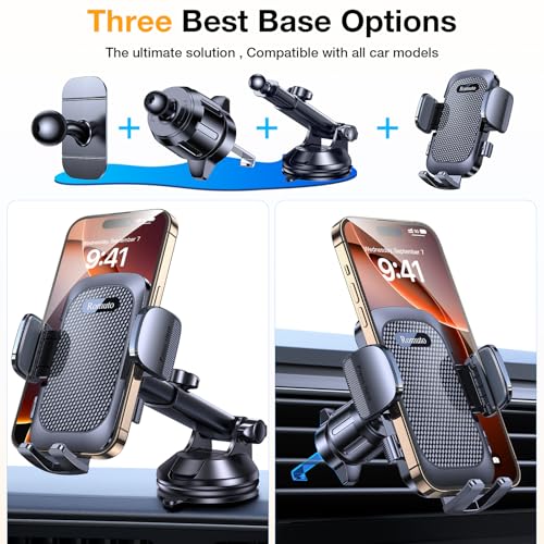 Romuto Phone Holders for Your Car Phone Holder Mount【90+LBS Suction Cup】 - color: Diamond Black