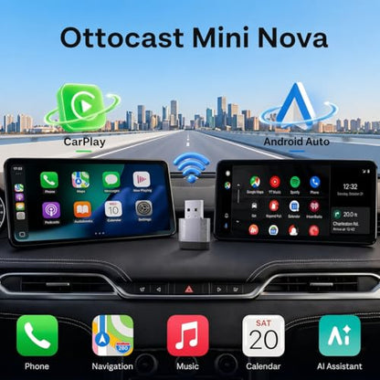 OTTOCAST Mini Nova Wireless CarPlay & Android Auto Plug & Play Adapter