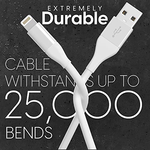 TalkWorks Lightning Cable Chargers Compatible w/iPhone 14/14 Plus/14 Pro/14 Pro Max, 13/13 Mini/13 Pro/13 Pro Max, 12/12 Pro/ 12 Pro Max - 6' Fast Charging Cords - MFI Certified (White, Pack of 4) - size: 6 feet (Pack of 2)
