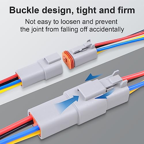 Exqutoo 2Pack 8-Pin DT Connector Male and Female Wire Connectors - size: 8-pin/2pack