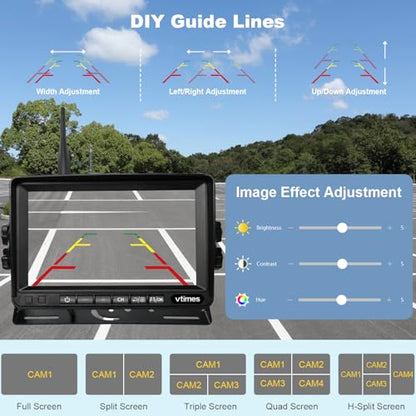 VTimes Wireless Backup 2 Camera for Trucks RV Backup Camera with HD Monitor - color: 7 inch - 2 Cameras