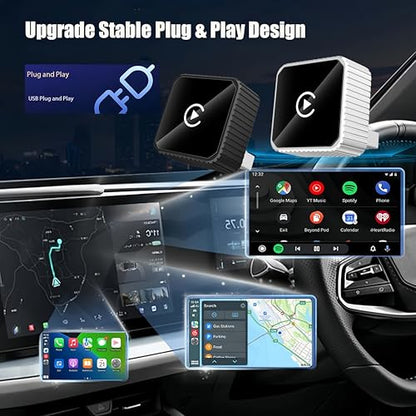 2026 Wireless CarPlay & Android Auto Adapter for iPhone & Android, 2-in-1 Mini Metal Dongle, Plug & Play Auto-Connect, Zero Latency Wireless Car Adapter for OEM Wired Radios (Black) - color: Black