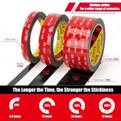 Double Sided Tape Heavy Duty, Waterproof Mounting Foam Tape, 16.5ft Length, 2.36in Width, High Temperature Resistant Adhesive Tape for Car, LED Strip Light, Office Decor, Uses VHB 5952 Raw Material - size: 2.36in x 16.5ft