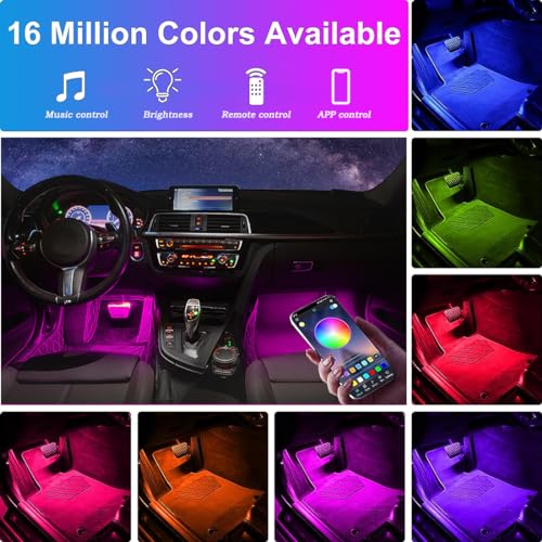 Car LED Lights,Smart Car Interior Lights with App Control,Car Atmosphere Lights,Car LED Interior Lights,Interior RGB Lights,Inside Car Lights with DIY Mode and Music Mode. - color: APP remote control