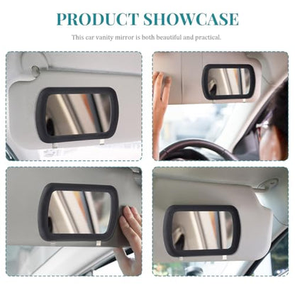 Car Sun Visor Vanity Mirror, HD Vanity Vehicle Makeup Sun-Shading Cosmetic Mirror with Clips on, Portable Automotive Interior Accessories for Women Girls, Universal Fit