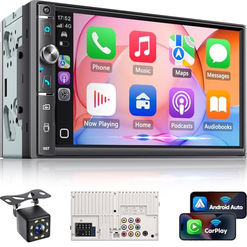 7-Inch Double Din Car Radio Wireless CarPlay and Android Auto - style: Volume knob + 2 physical buttons