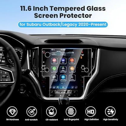 Canvcle Screen Protector for 2020-2025 Su-baru Outback Legacy, 11.6 Inch Touch Screen Protector Tempered Glass Navigation Display Screen Cover Infotainment Protective Film - size: 2020-Present Outback Legacy 11.6 Inch