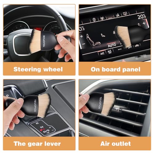 Car Detailing Brush for Interior Dusting and Air Vents,BK Brown - color: Brown Black