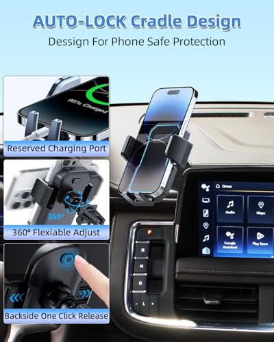 PZK Car Phone Mount for 2021-2024 Chevy Tahoe/Suburban/GMC Yukon/Yukon XL - color: Auto Lock, size: Tahoe/Suburban/GMC Yukon/GMC Yukon XL 2021-2024