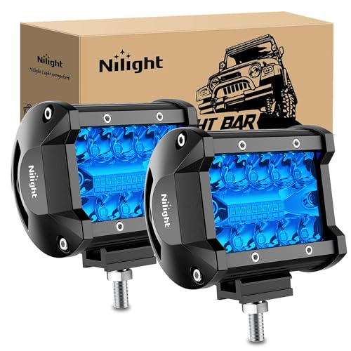 Nilight 4 inch LED Light Pod Blue Triple Row 2PCS 60W Flood Spot Combo Driving Fog Fishing Hunting Emergency Safety Signal Deck Trailer Lighting for UTV Pick-up Van Boat Tractor - color: Blue Led Pods