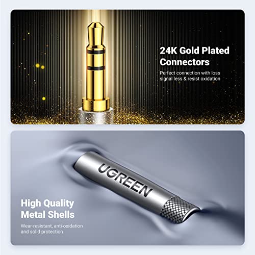 UGREEN 3.5mm Audio Cable, Nylon Braided, Male to Male, Hi-Fi Sound, 3FT (Pack of 2) - size: 3 feet (Pack of 2)