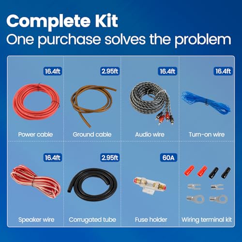 Muzata 8GA Car Amplifier Wiring Kit M083 - style: 8 Gauge